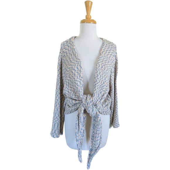 Soft Surroundings Cardigan Womens XL Beausoleil Tie Front Speckled Multicolor Kn - Picture 1 of 8